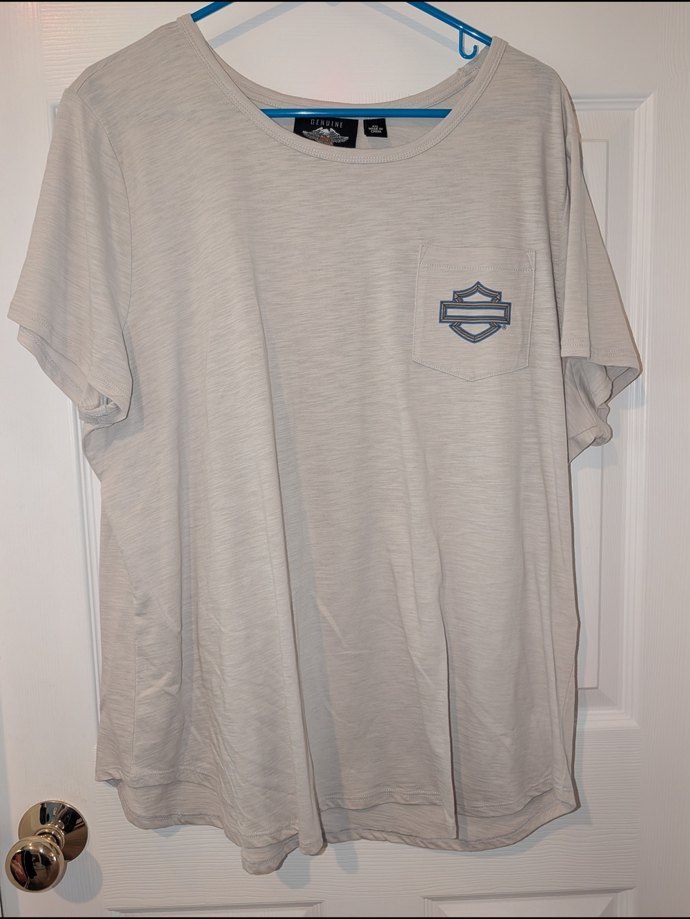 Harley-Davidson Light Gray Pocket Tee with Bar & Shield